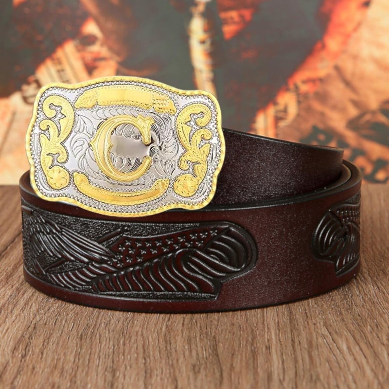 WMG Western Belt Buckle Initial Letters ABCDMRJ to Z Cowboy Belt Buckle, Rodeo Buckles for Men & Women Fits Up to 2 Inch Belts - Image 5